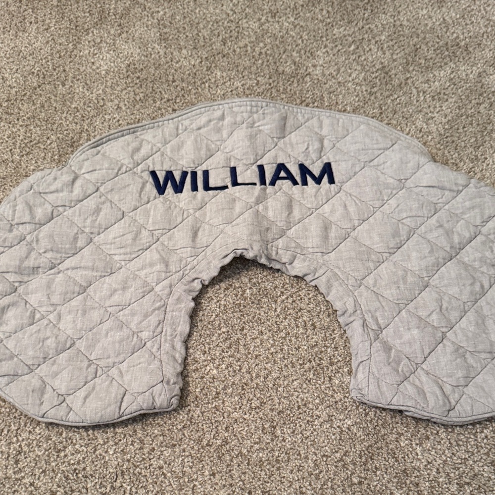 Pottery Barn boppy Pillow cover with “William” embroidery
